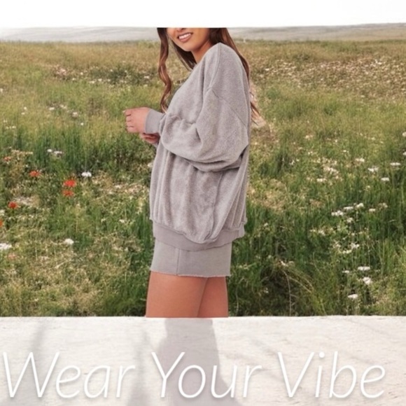 NWT Free People Kelly Sweatshirt in Graphite ~ size Small - Picture 13 of 14